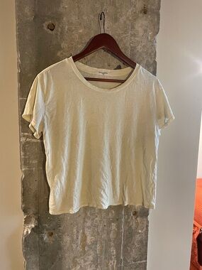 100% Cotton Everyday Women's Crewneck Tee in Light Cream - perfectwhitetee brand